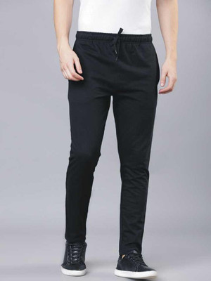 HoC Solid Men Black Track Pants