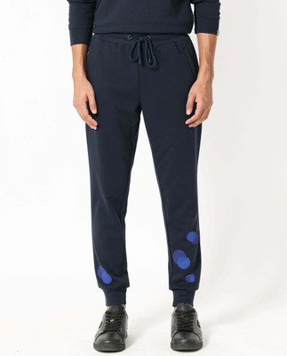 Rare Rabbit Printed Men Dark Blue Track Pants