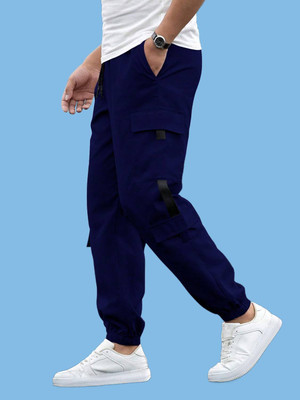 GHK Solid Men Dark Blue Track Pants