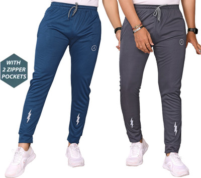 ANAND Self Design Men Blue, Grey Track Pants