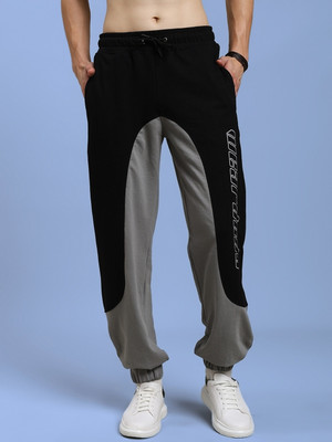 WEARDUDS Colorblock Men Black, Grey Track Pants