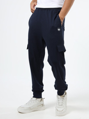 Glitchez Self Design Men Dark Blue Track Pants