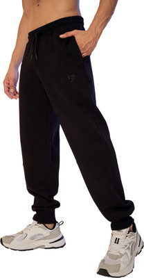 SG Solid Men Black Track Pants