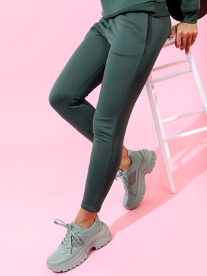 Tokyo Talkies Solid Women Green Track Pants