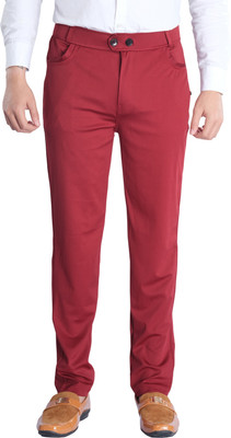 TYKUN Solid Men Red Track Pants