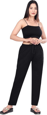 DIGIVEENAL Solid Women Black Track Pants