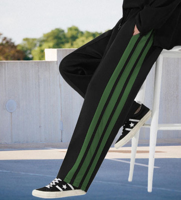 CULISH Striped Men Black Track Pants
