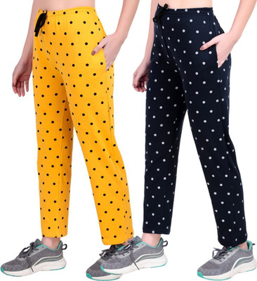 FASHIONHOUSETS Polka Print Women Black, Yellow Track Pants