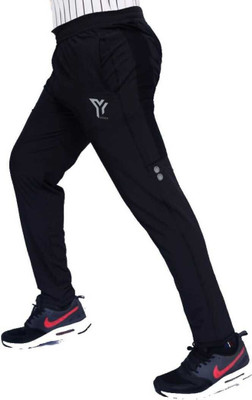 YUNEK Solid Men Black Track Pants