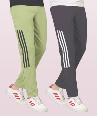 THE SARTHI FASHION WORLD Striped Men Grey, Light Green Track Pants