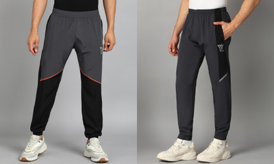YUNEK Striped Men Grey, Black Track Pants