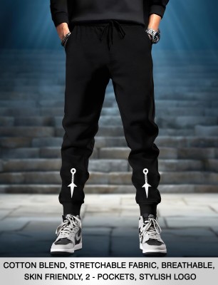 MOWA Printed Men Black Track Pants