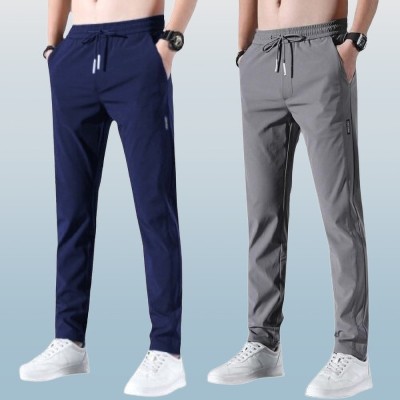 FICKA Solid Men Blue, Grey Track Pants