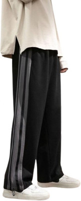 CULISH Striped Men Black Track Pants
