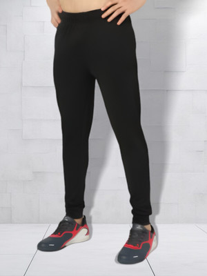 GLITO Solid Men Black Track Pants
