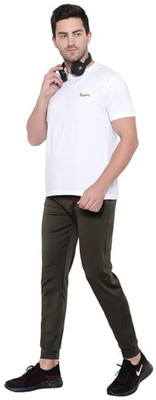 deevaz Solid Men Dark Green Track Pants
