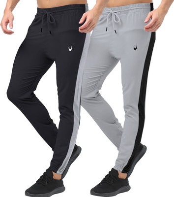 69 WILDHORN STREET Solid, Colorblock Men Grey, Beige Track Pants