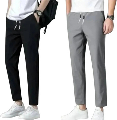 BE SWADESHI Self Design Men Black, Grey Track Pants
