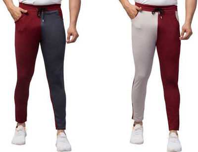 Retailmart Colorblock Men Maroon, Grey Track Pants