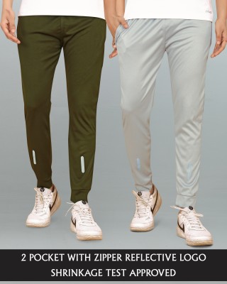 LAHEJA Solid Men Dark Green, Grey Track Pants