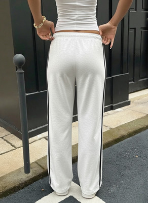 Dockstreet Striped Women White Track Pants