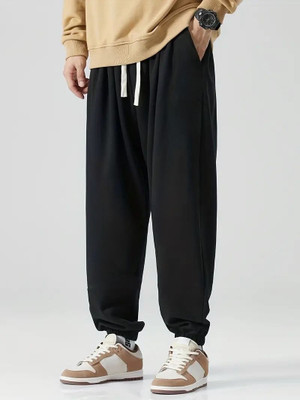 IRONDYE Solid Men Black Track Pants