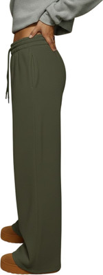 Dockstreet Solid Women Olive Track Pants