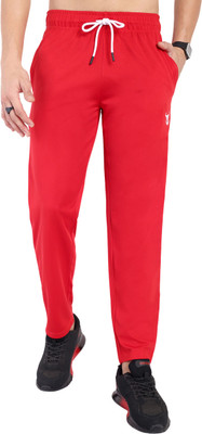 Go Devil Solid Men Red Track Pants