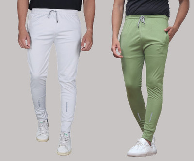 Suzaro Solid Men Grey, Light Green Track Pants