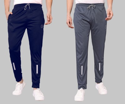 Kashvi Self Design Men Dark Blue, Grey Track Pants