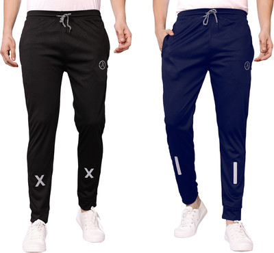 Kashvi Self Design Men Black, Dark Blue Track Pants