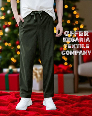 Kesaria Textile Company Solid Men Dark Green Track Pants