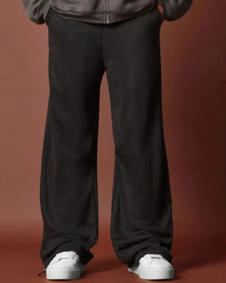 FLYNOFF Solid Men Black Track Pants