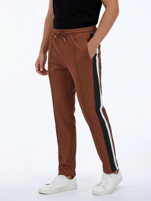 Glitchez Solid Men Red Track Pants