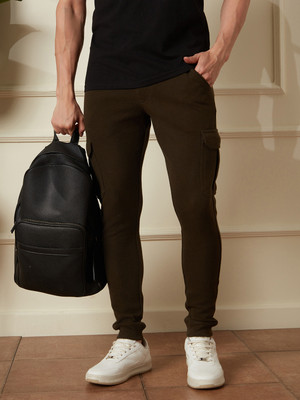 WROGN Solid Men Green Track Pants