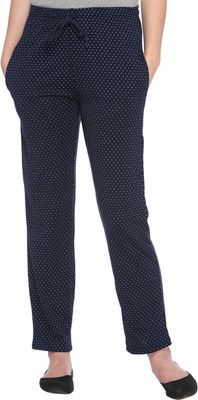 Weboasis Printed Women Dark Blue Track Pants