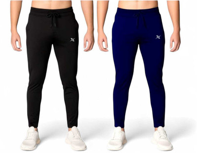 LOTEX Solid Men Blue, Black Track Pants