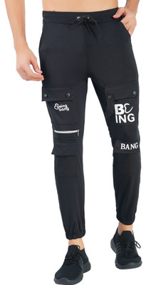 Mindsart Trending Printed Men Black Track Pants