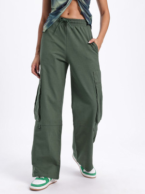 Glitchez Solid Women Green Track Pants