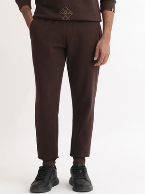 Rare Rabbit Solid Men Brown Track Pants