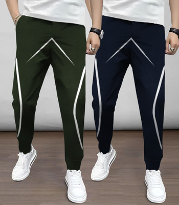 TRIPR Printed Men Green, Blue Track Pants