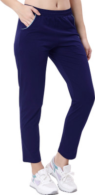 Lactra Solid Women Dark Blue Track Pants