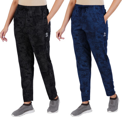 Guide Printed Women Black, Dark Blue Track Pants