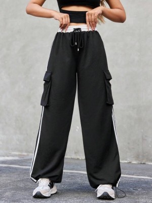 saahasam Solid Women Black Track Pants