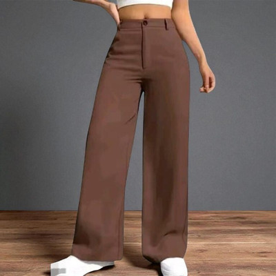 RameenFashion Solid Women Brown Track Pants
