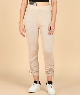 Aarjav International Solid Women Beige Track Pants