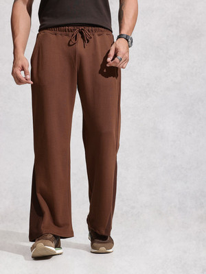 WROGN Solid Men Brown Track Pants