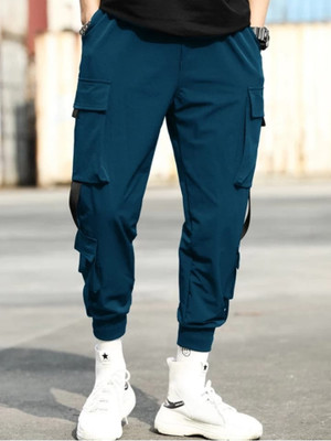 RAAVI Solid Men Blue Track Pants