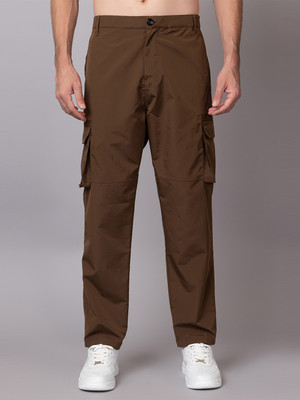 YHA Solid Men Brown Track Pants