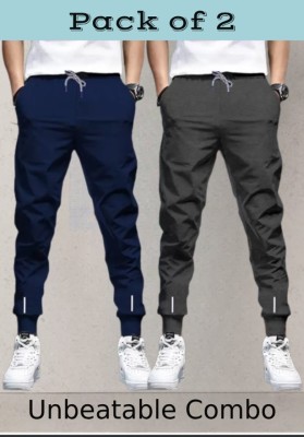 Reya Solid Men Grey, Blue Track Pants